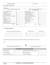 Form PJV-12 Juvenile Law - Financial Declaration - County of Fresno, California, Page 3