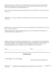 Form PJV-48 Application and Agreement for Judge Pro TEM - Youth Court - County of Fresno, California, Page 2