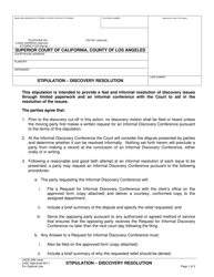 Form LACIV036 Stipulation - Discovery Resolution - County of Los Angeles, California