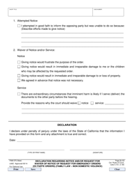 Form FAM075 Declaration Regarding Notice and/or Request for Waiver of Notice of Request for Emergency Orders (Ex Parte Orders) (Family Law - Non Domestic Violence) - County of Los Angeles, California, Page 3