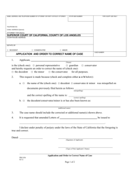 Document preview: Form PRO056 Application and Order to Correct Name of Case - County of Los Angeles, California