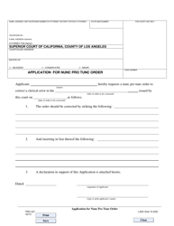 Document preview: Form PRO027 Application for Nunc Pro Tunc Order - County of Los Angeles, California
