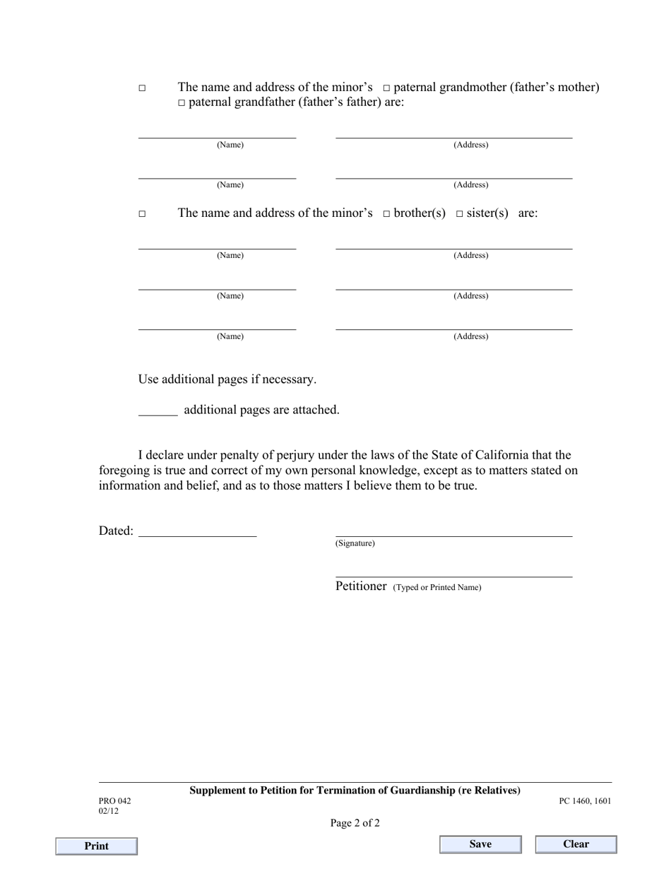 Form PRO042 - Fill Out, Sign Online and Download Fillable PDF, County ...