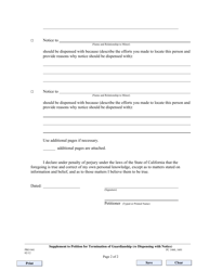 Form PRO041 Supplement to Petition for Termination of Guardianship (Re Dispensing With Notice) - Couny of Los Angeles, California, Page 2
