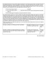 Form DCF-F-DWSC11377-H Confidential Information Release Authorization - Wisconsin (Hmong), Page 2