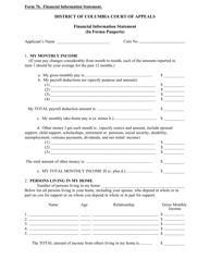 Form 7B Financial Information Statement (In Forma Pauperis) - Washington, D.C.