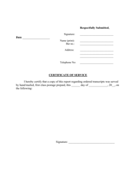 Report Regarding Ordered Transcripts (Expedited Ccan Cases) - Washington, D.C., Page 2