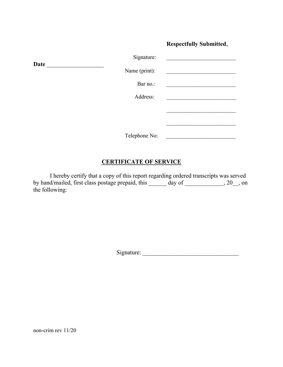 Statement Regarding Transcript (For Use in All but Criminal and Ccan Cases) - Washington, D.C., Page 2