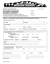 Form DHR207 Employment Application - Student Worker/Internship Program - County of San Diego, California, Page 3