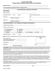 Form DHR207 Employment Application - Student Worker/Internship Program - County of San Diego, California, Page 4