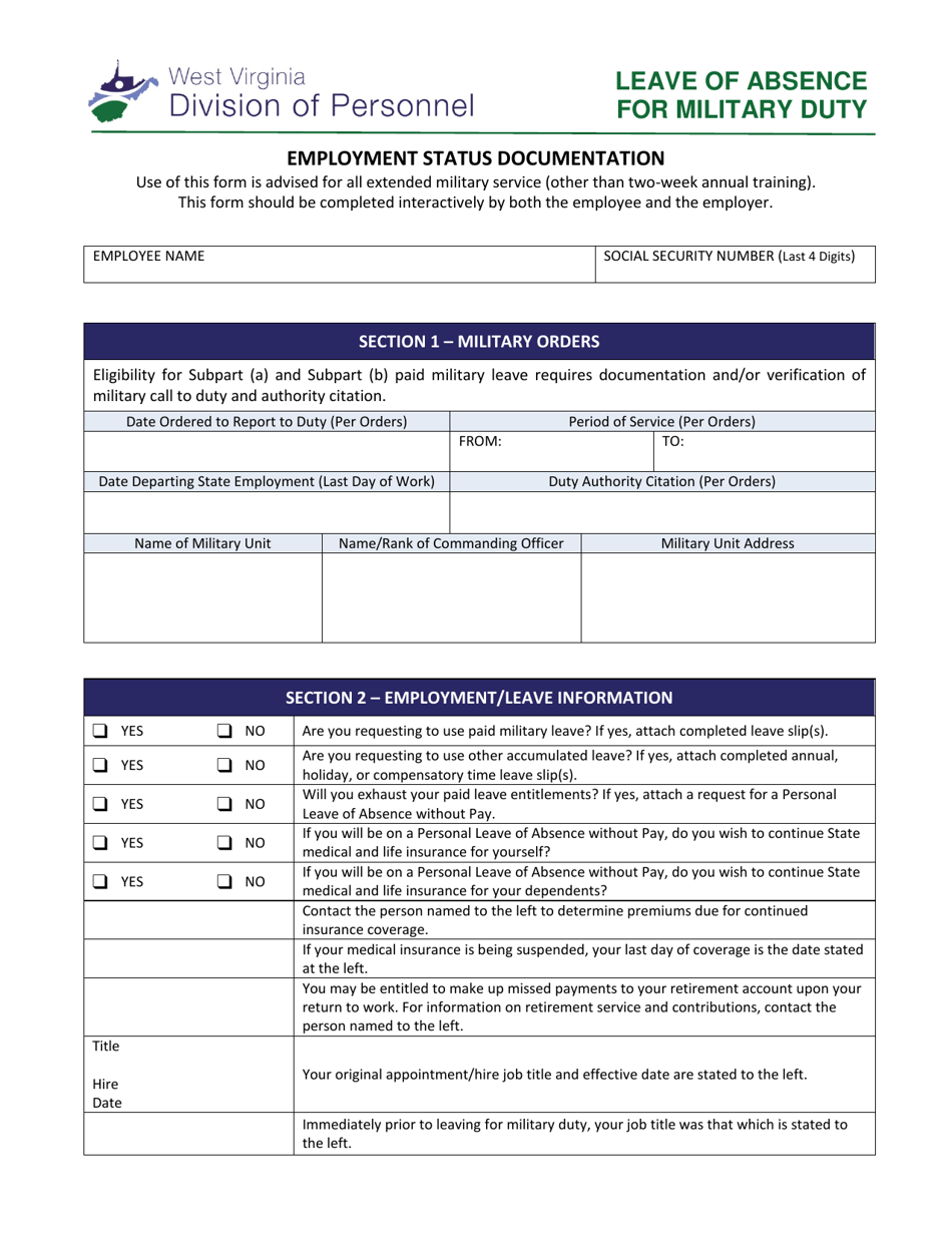 west-virginia-military-leave-of-absence-employment-status-documentation