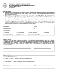 Document preview: Form SFN53730 Employee Request for Waiver of Internal Agency Grievance Procedure - North Dakota