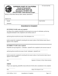 Document preview: Form CV E-120 Amendment to Complaint - County of Sacramento, California