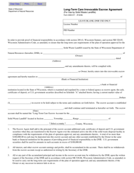 Document preview: Form 4400-071 Long-Term Care Irrevocable Escrow Agreement (For Use by Solid Waste Landfills) - Wisconsin