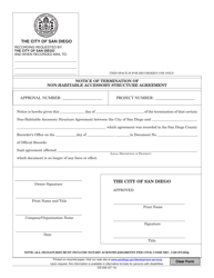 Document preview: Form DS-206 Notice of Termination of Non-habitable Accessory Structure Agreement - City of San Diego, California