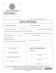 Document preview: Form DS-207 Notice of Termination of Companion Unit Agreement - City of San Diego, California