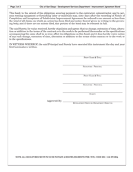 Form DS-402 Improvement Agreement Bond - City of San Diego, California, Page 2