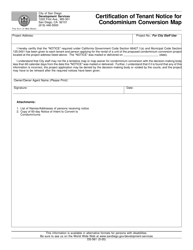 Document preview: Form DS-561 Certification of Tenant Notice for Condominium Conversion Map - City of San Diego, California
