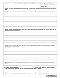 Form DS-3038 Development Agreement Supplemental Form - City of San Diego, California, Page 2