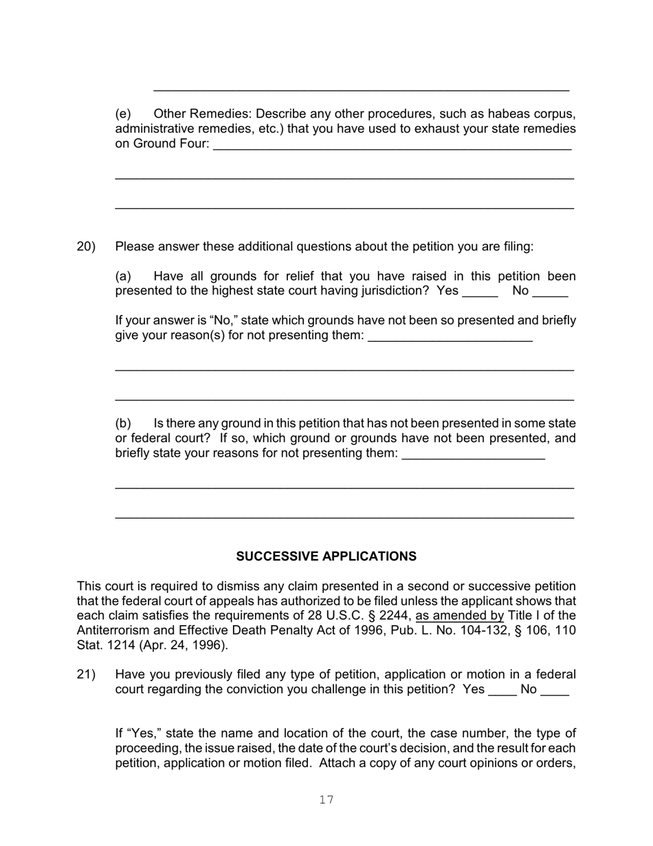 Application for a Writ of Habeas Corpus Pursuant to 28 U.s.c. 2254 by a Person in State Custody - Connecticut, Page 17