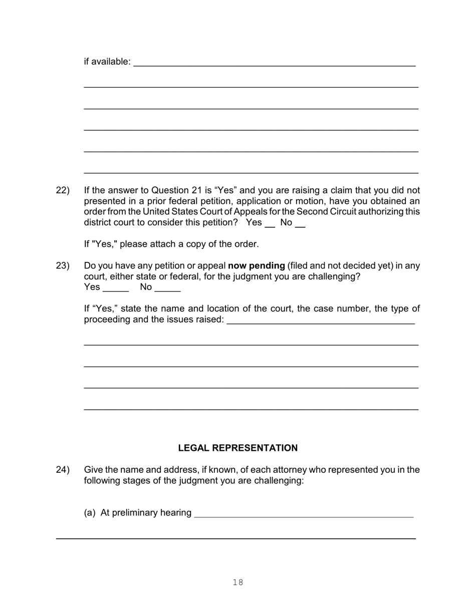 Application for a Writ of Habeas Corpus Pursuant to 28 U.s.c. 2254 by a Person in State Custody - Connecticut, Page 18