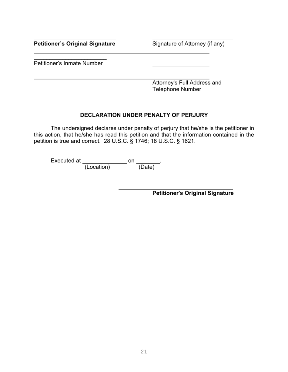 Application for a Writ of Habeas Corpus Pursuant to 28 U.s.c. 2254 by a Person in State Custody - Connecticut, Page 21