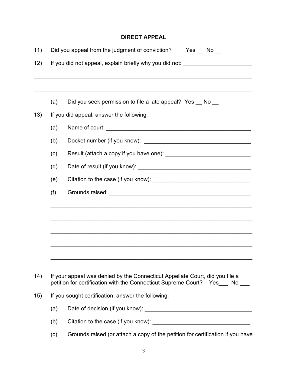 Application for a Writ of Habeas Corpus Pursuant to 28 U.s.c. 2254 by a Person in State Custody - Connecticut, Page 3