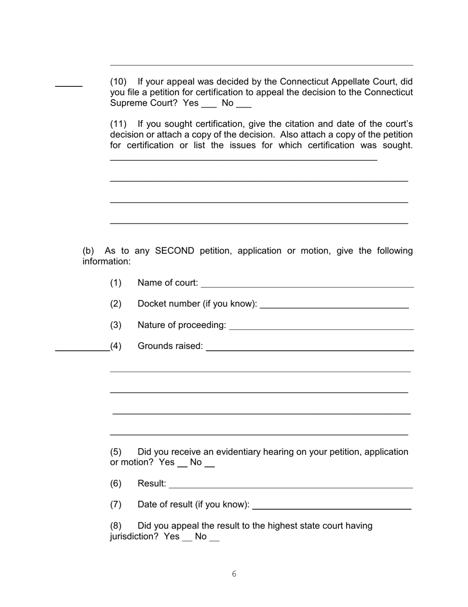 Application for a Writ of Habeas Corpus Pursuant to 28 U.s.c. 2254 by a Person in State Custody - Connecticut, Page 6