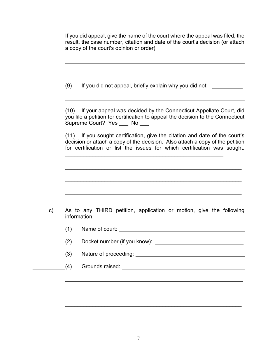 Application for a Writ of Habeas Corpus Pursuant to 28 U.s.c. 2254 by a Person in State Custody - Connecticut, Page 7