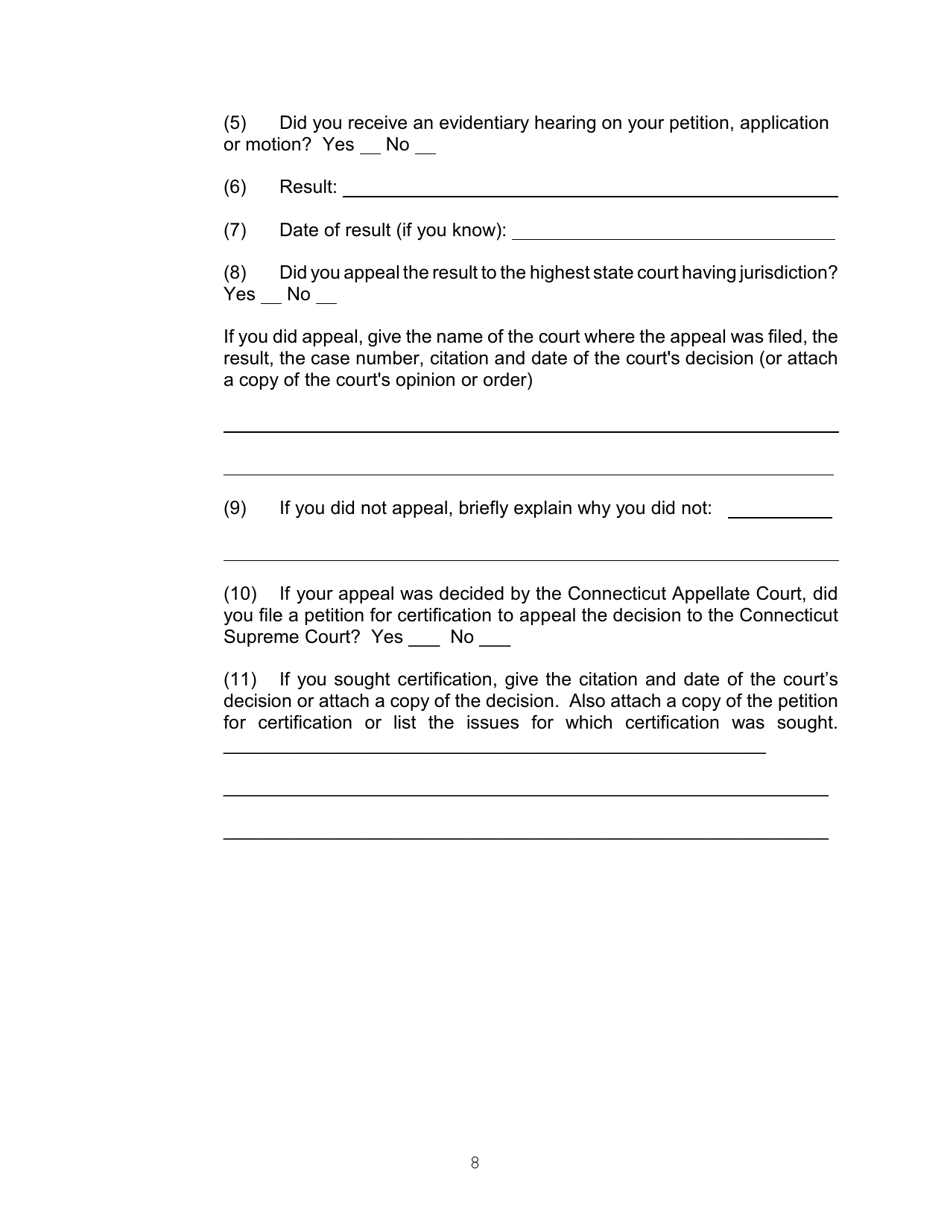 Application for a Writ of Habeas Corpus Pursuant to 28 U.s.c. 2254 by a Person in State Custody - Connecticut, Page 8