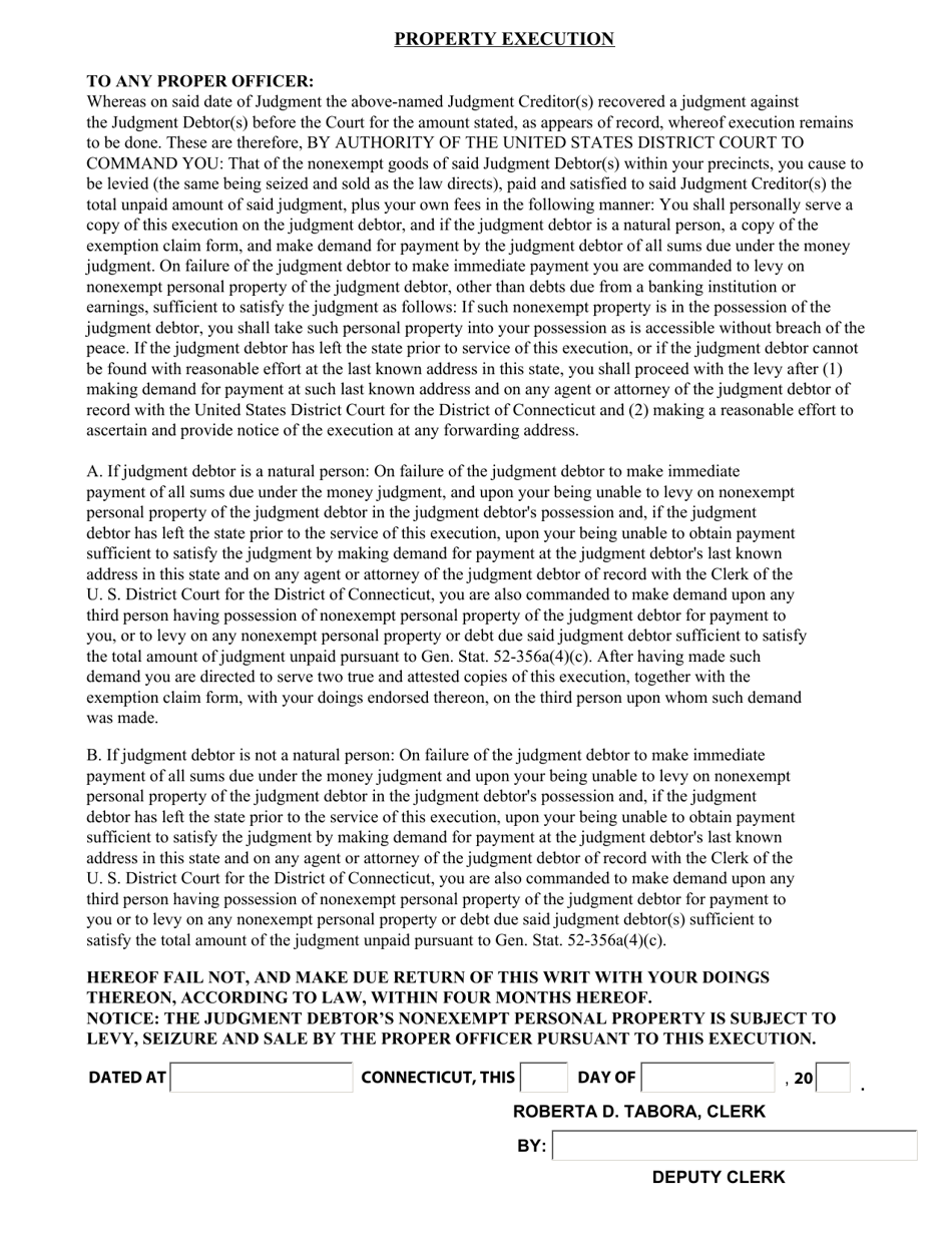 Application for and Writ of Execution Property - Connecticut, Page 3