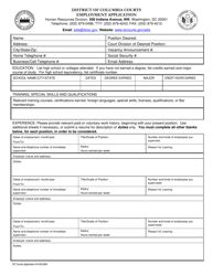 Document preview: Employment Application - Washington, D.C.