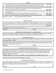 Employment Application - Washington, D.C., Page 2
