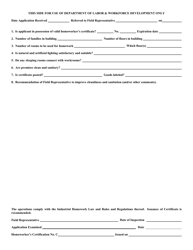 Form MW-181 Application for Industrial Homeworker&#039;s Certificate - New Jersey, Page 2