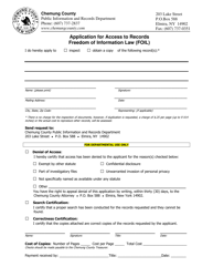 Document preview: Application for Access to Records Freedom of Information Law (Foil) - Chemung County, New York