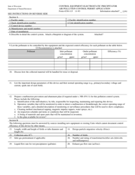 Document preview: Form 4530-115 Control Equipment-Electrostatic Precipitator Air Pollution Control Permit Application - Wisconsin