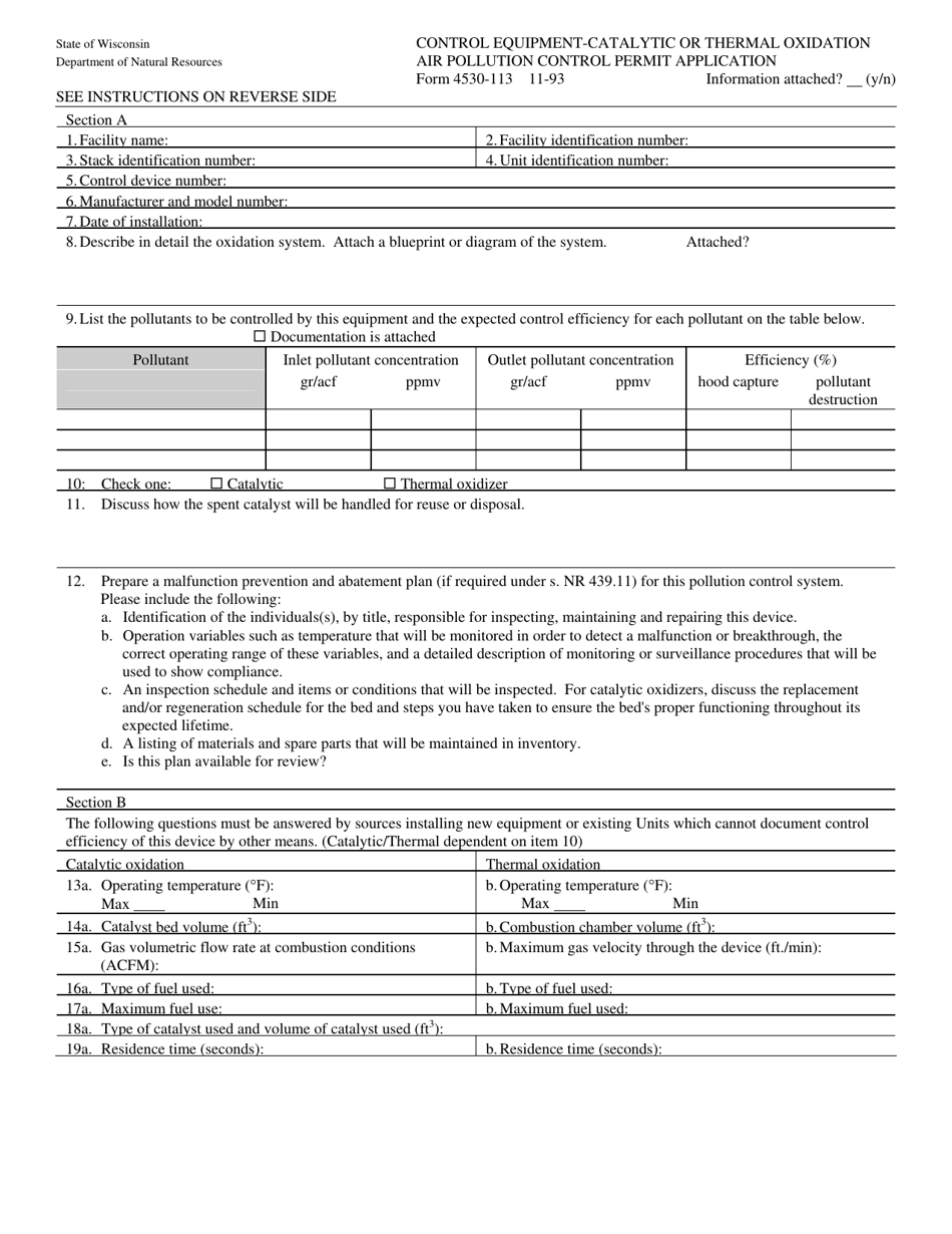 Form 4530-113 Download Printable PDF or Fill Online Control Equipment ...