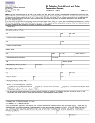 Form 4530-157 Air Pollution Control Permit and Order Revocation Request - Wisconsin