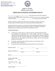 &quot;Dissolution of Domestic Partnership Affidavit&quot; - Suffolk County, New York