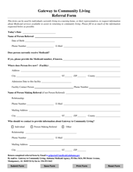 Document preview: Gateway to Community Living Referral Form - Alabama