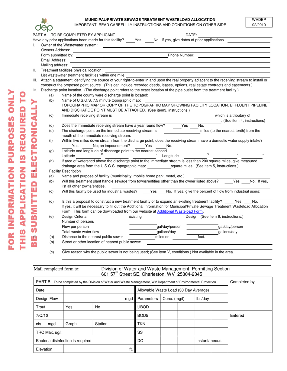 Municipal / Private Sewage Treatment Wasteload Allocation - West Virginia, Page 1