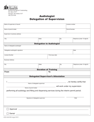 Document preview: DOH Form 654-033 Audiologist Delegation of Supervision - Washington