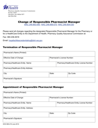 Document preview: DOH Form 690-219 Change of Responsible Pharmacist Manager - Washington