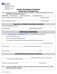 Document preview: DOH Form 632-008 Dental Anesthesia Assistant Supervisor Change Form - Washington