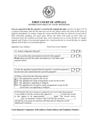 Document preview: Court Reporter Information Sheet - Texas