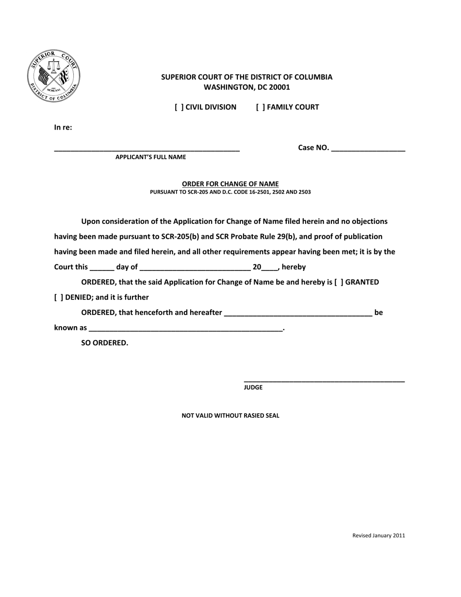 Application for Change of Name (Minor) - Washington, D.C., Page 7