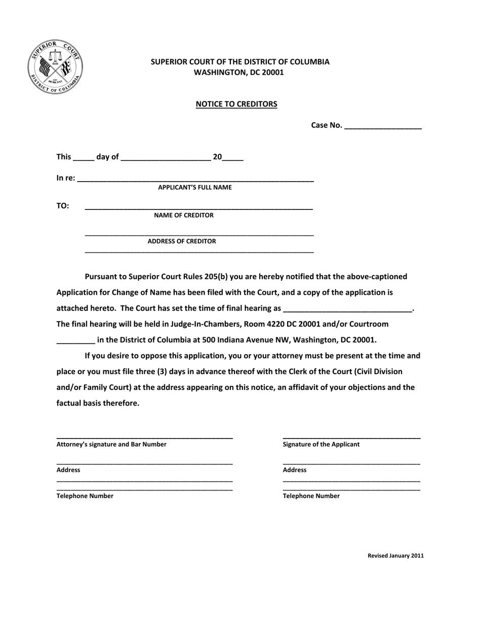 Application for Change of Name (Minor) - Washington, D.C., Page 8