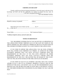 Form CA110-A (CV(6)-603) Application for Entry of Judgment and Notice to Defendant - Washington, D.C., Page 2