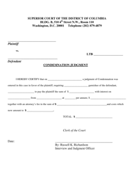 Document preview: Condemnation Judgment - Washington, D.C.