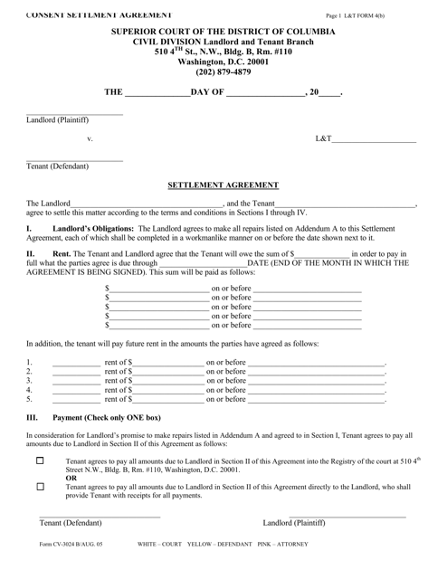 L&T Form 4(B) (CV-3024 B) Consent Settlement Agreement - Washington, D.C.
